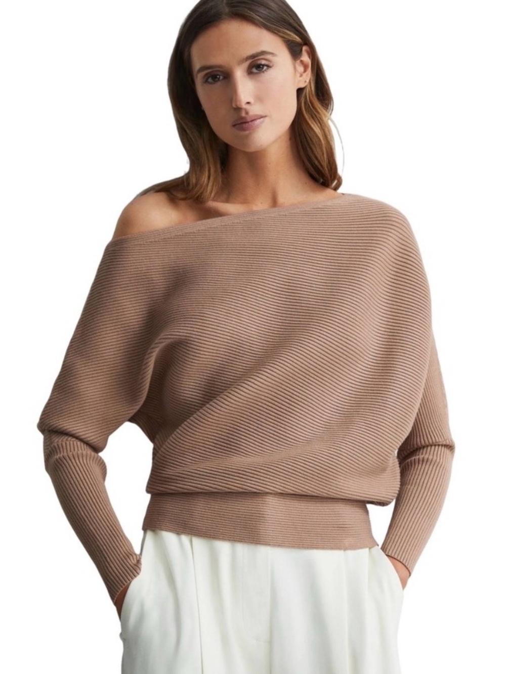 NWT Banana Republic Off-Shoulder Dolman Sleeve Ribbed Sweater